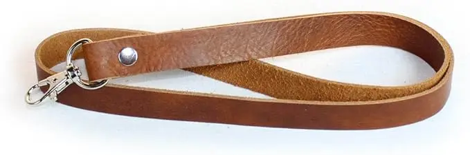 Genuine leather Lanyard Keychain for Men and Women, Neck Strap with Hook, ID Holder, Full Grain Leather, Handmade
