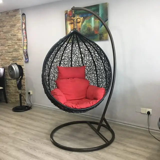 Popular design Rattan wicker swing egg chair hanging playroom furniture garden decoration