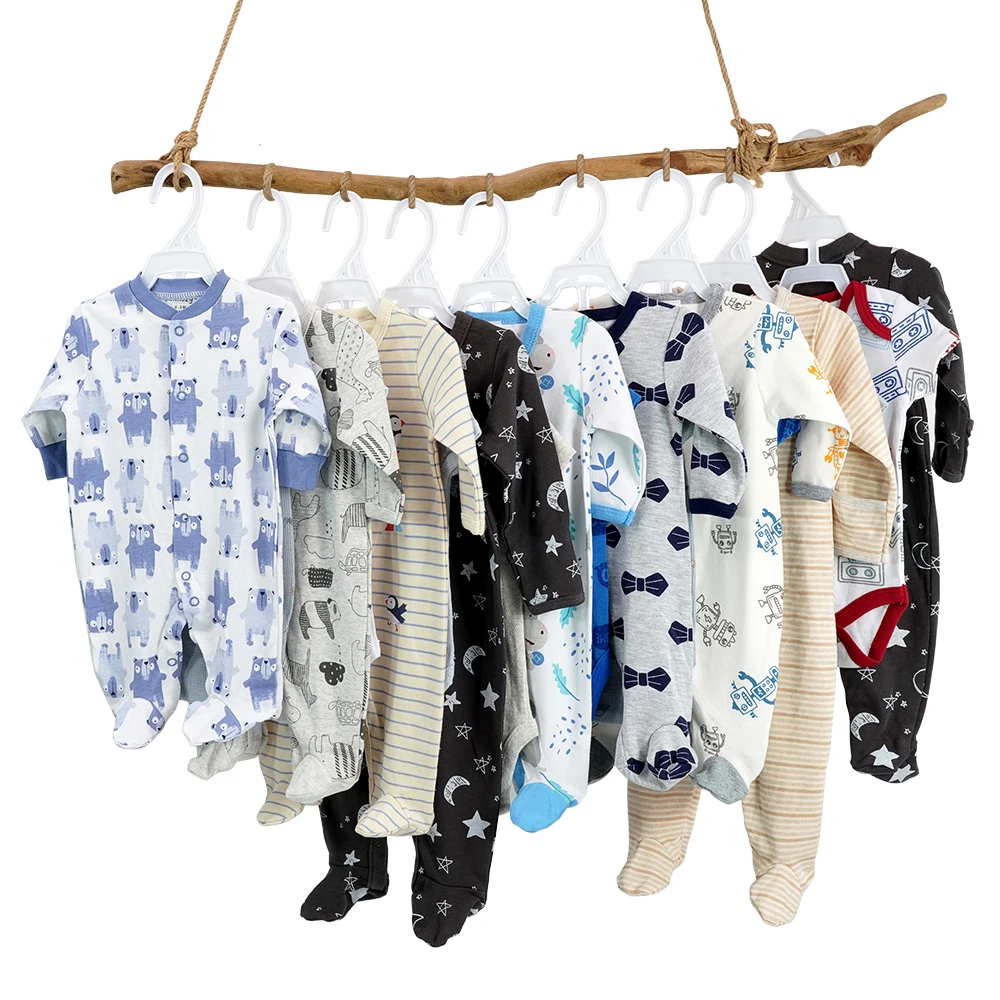 SUNNOZY 2-Piece Baby Clothing Set, 100% Cotton, Mix-Colors for Boys/Girls, 0-9 Months