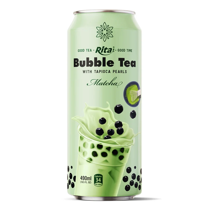 Free Sample High Quality Good Taste Bubble Tea with Tapioca Pearls With 490ml Canned Peach Flavor
