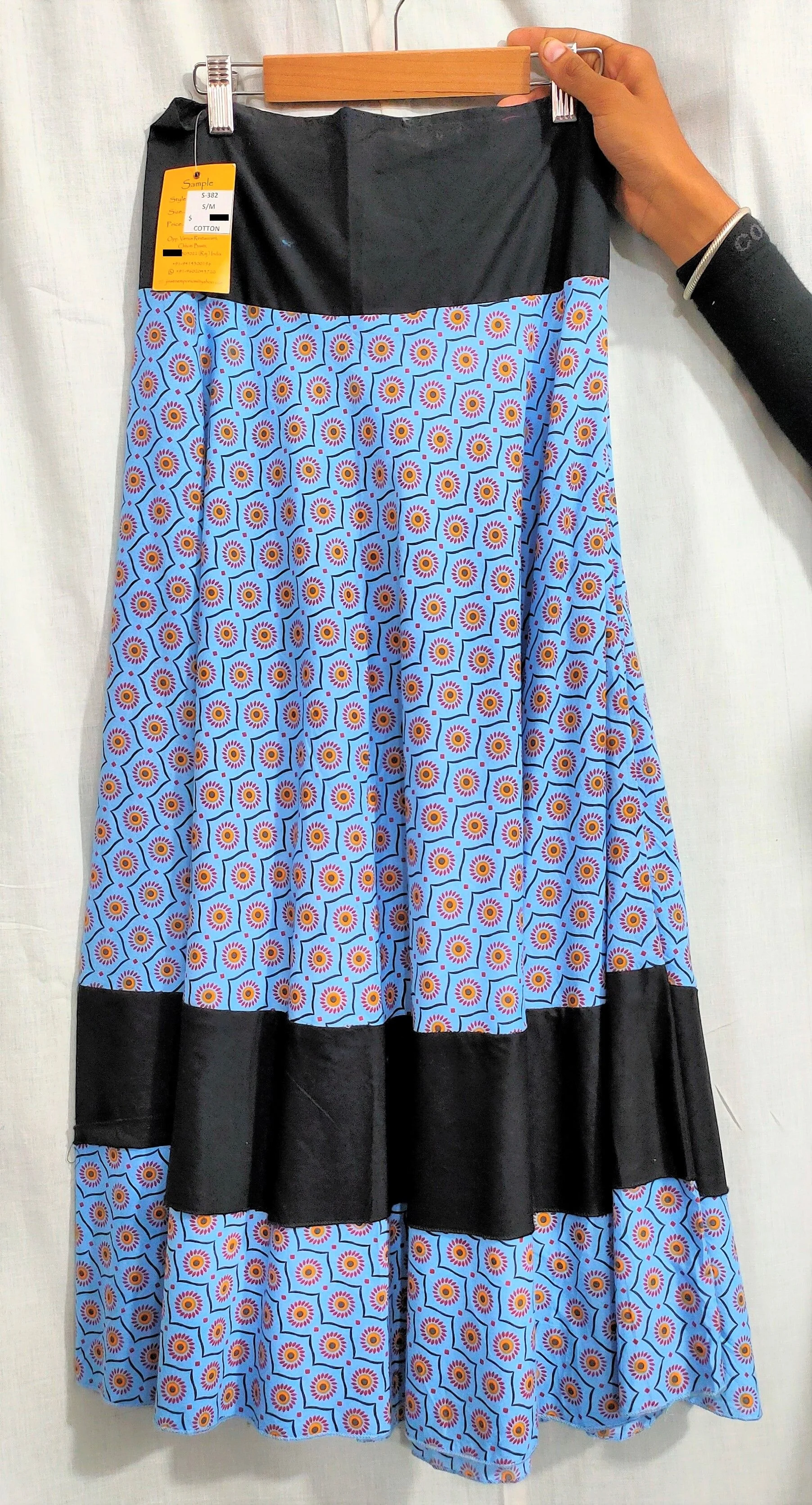 Women Long Flare Cotton Skirts Plus Size High Waist Slim Skirts with Frill Casual and Comfortable Fabrics