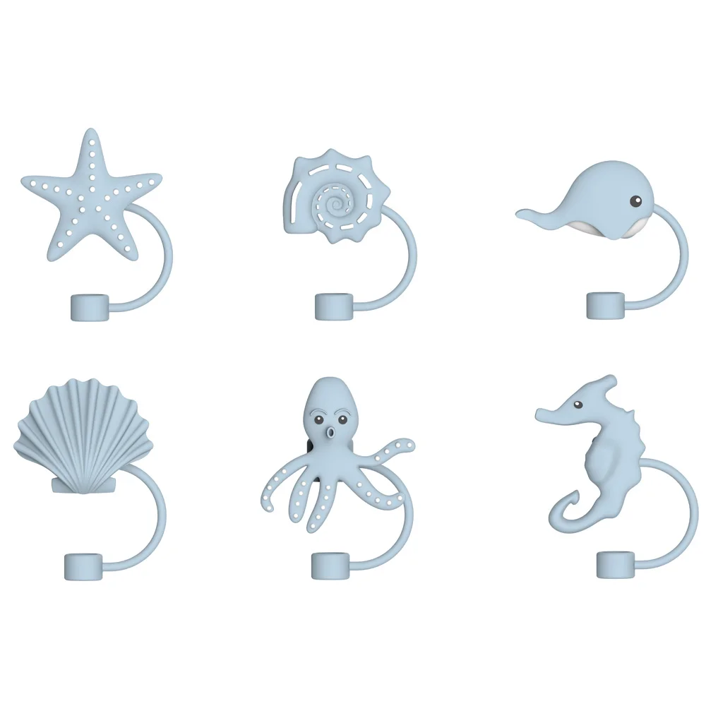 8mm 10mm Reusable 3D Straw Covers Cute Cartoon Animals Reusable Straw Toppers for Drinking Straws cup