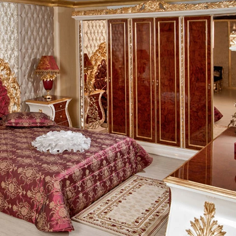 Luxury Classic Solid wooden Pahlevi Bedroom Set With High Quality Hand Carving For Bedroom use