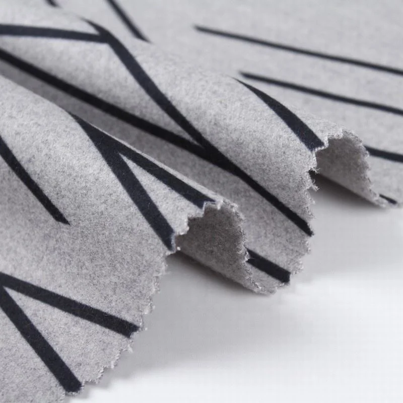 TRSP dty brush print suiting fabric irregular stripe printing brushed fabric for coat