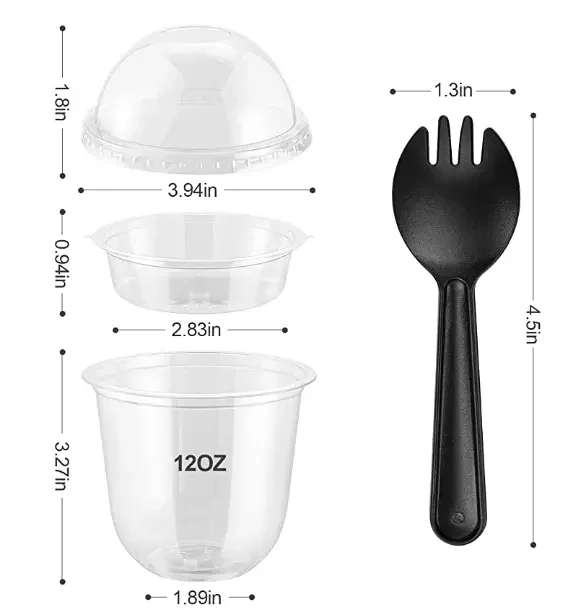 Luckytime customized disposable pp injection plastic cup ice cream cups with lids yogurt cup with spoon