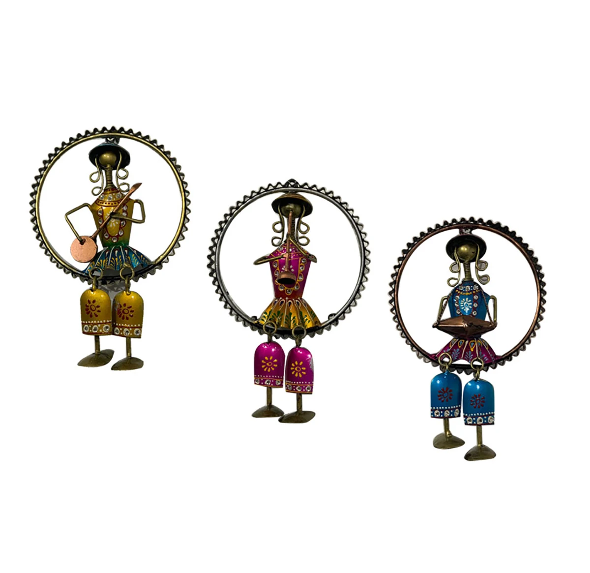 Indian Handicraft Iron Multi Colored Musician Showpieces Wall Hanging Modern Home Decor Unique Table Decor Decorative Showpieces