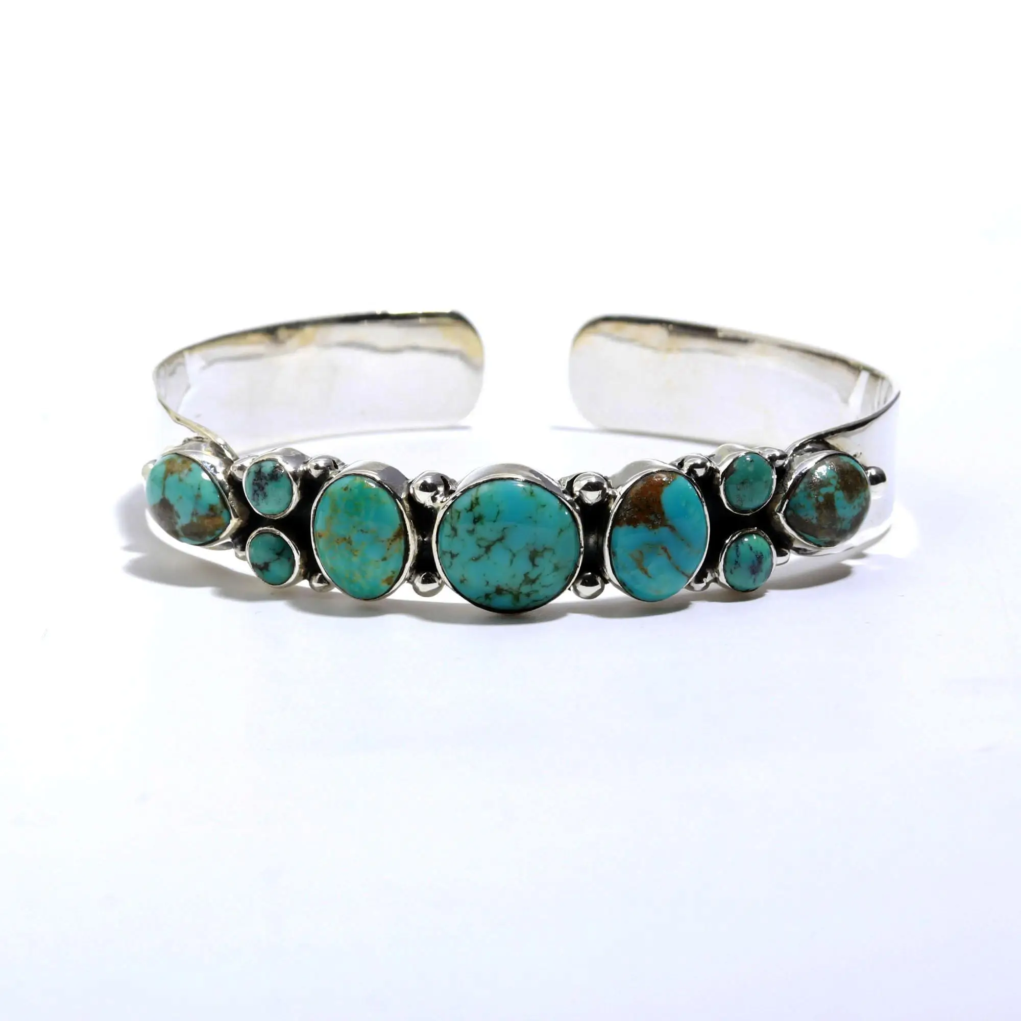 Fine Quality  925 Sterling Silver Bangle Natural Turquoise Bangle Indian Silver Jewelry Suppliers Bangle Mexican Navajo jewelry