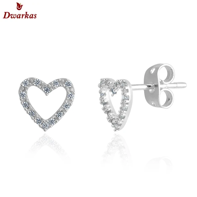 Top Quality heart shape 925 sterling silver zircon stone stud earring for ladies girl gift jewelry