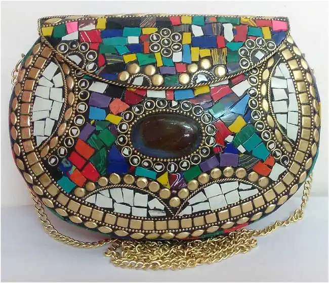 Firoja fashionable indian design of  mosaic work purses metal clutch bags BG-171122M  by rawat handicrafts