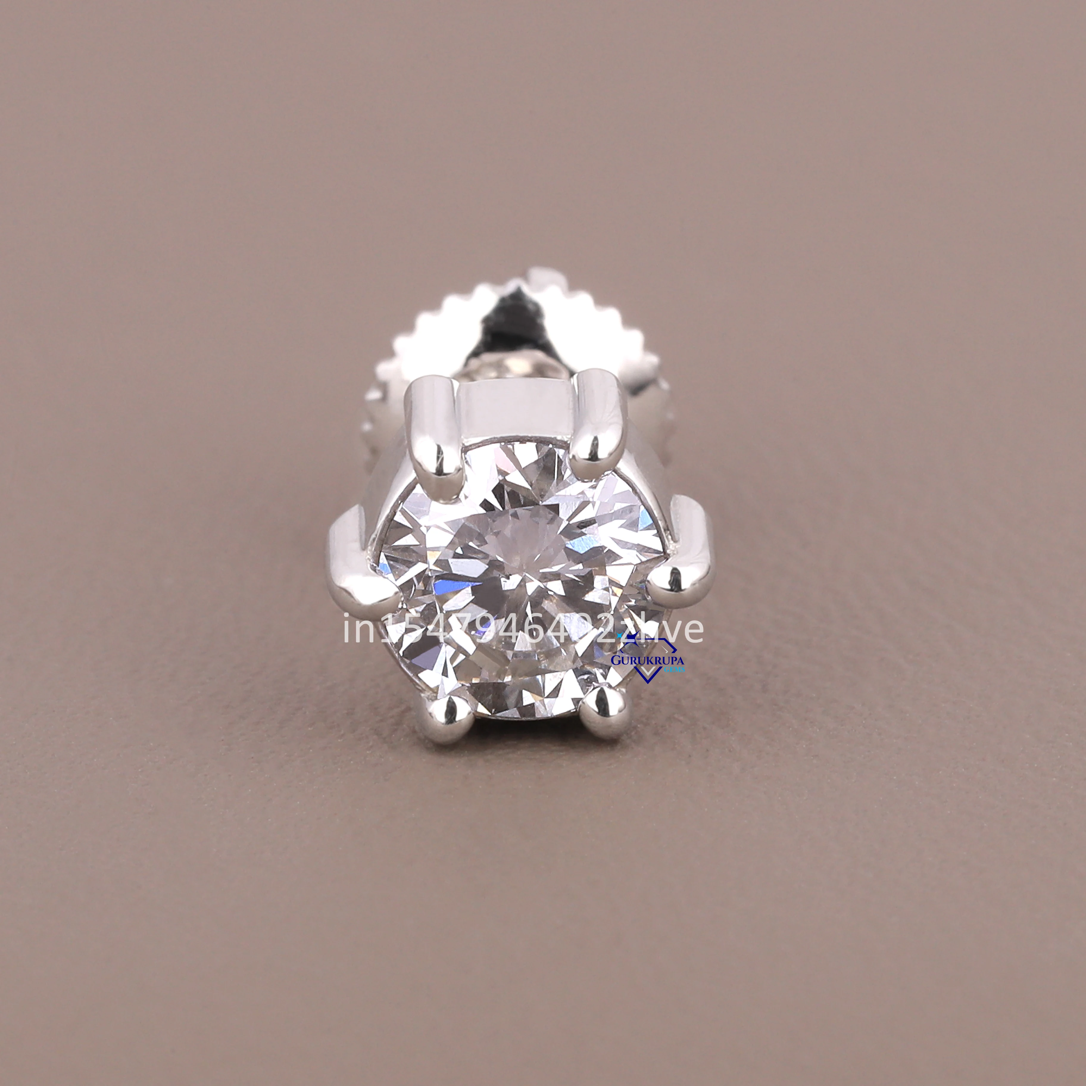Factory Wholesale Custom 14 KT White Gold Screw Back Lab Grown Earrings VVS Diamond Fine Jewelry for Men Elegant Stud Design