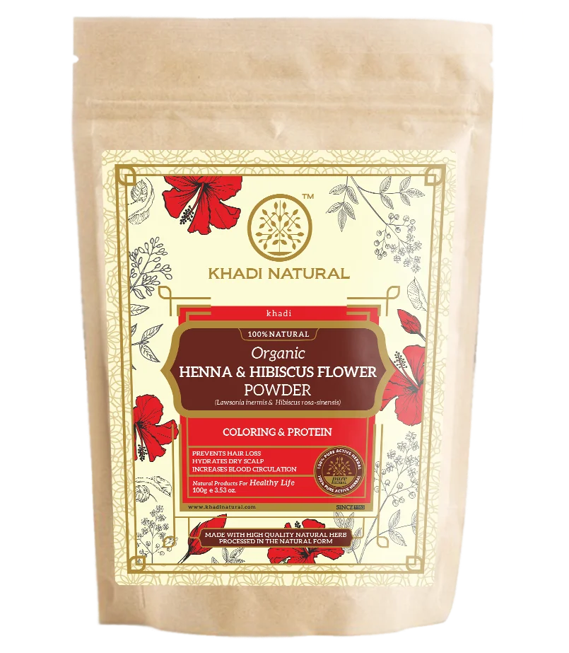 Khadi Natural Henna & Hibiscus Flower Organic Powder Best Organic Henna & Hibiscus Powder for Hair in good price