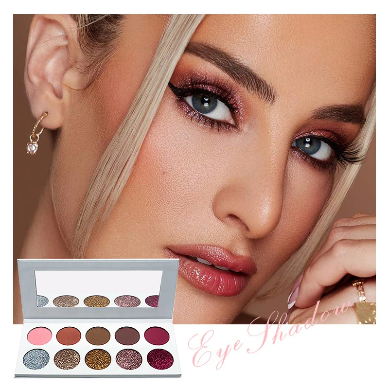 Vegan Glitter & Matte Eyeshadow Private 10 colors glitter Cardboard Shimmer Eyeshadow