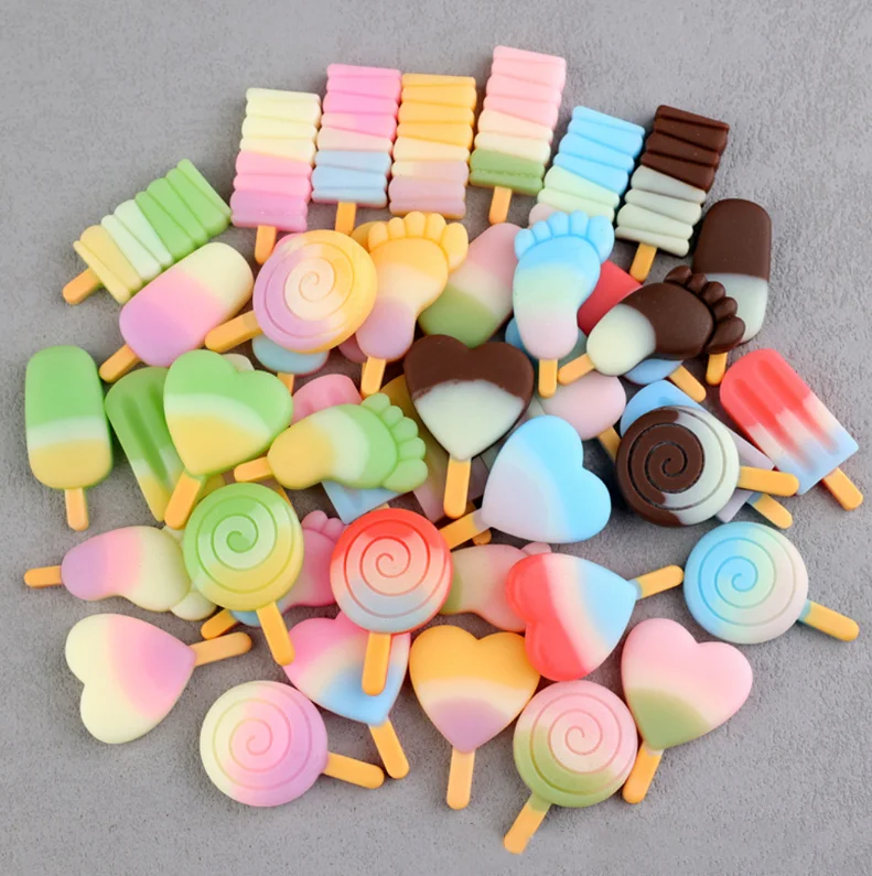 Hotsale  Artificial  Resin  Food Ice Cream Charms Ice candy charm Ice Lolly charm for slime decoration