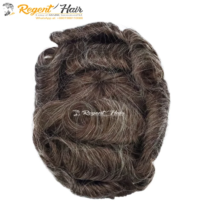 Высококачественный Невидимый парик дышащий супер тонкий Швейцарский из человеческих волос мужской в индийском стиле