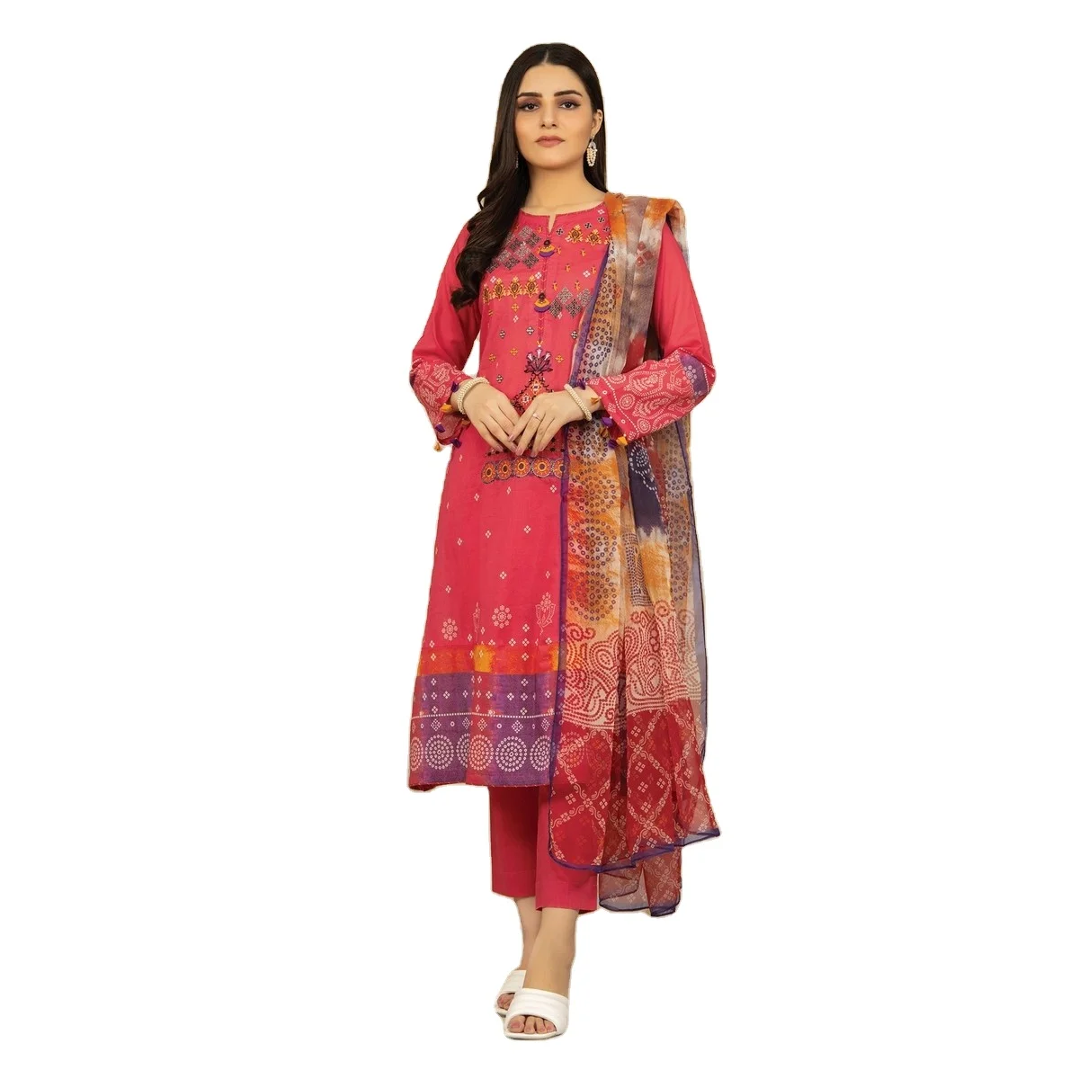 Premium Quality 2022 Wholesale pakistani ladies summer casual shalwar kameez customized color size best stitching Quality