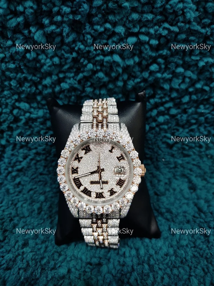 Best Price 41mm Iced Out Watches Luxury Automatic Movement Stainless Steel Iced Out Hip Hop VVS Moissanite Watches For Man Woman