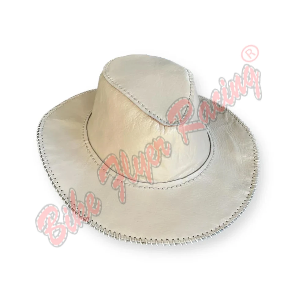 High Quality Handmade Genuine Leather Cowboy Hat for Men Customizable Rocker Style Unisex Plain Pattern for Parties Outdoors