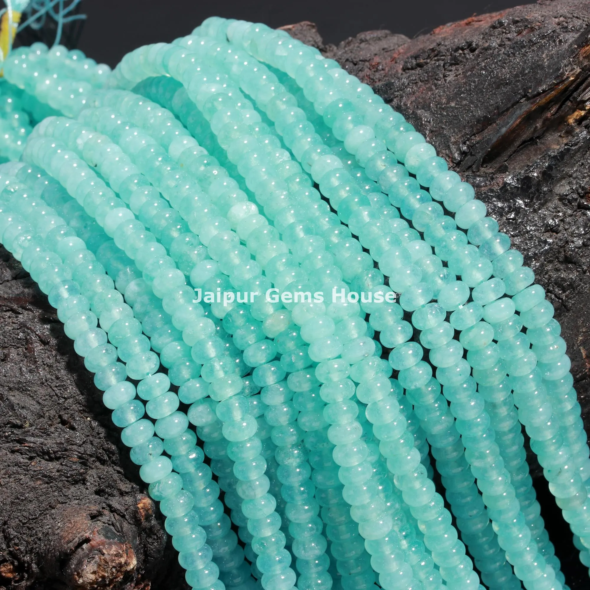 Natural Aqua Chalcedony Smooth Rondelle Shape 8mm Beads  Aqua Chalcedony Gemstone Beads Blue Gemstone Beads for Necklace Jewelry