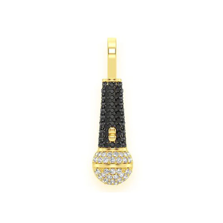 Fashion Jewelry Wedding and Anniversary Gift GH Color 0.35 CTS Custom 14K Gold Microphone VS Diamond Pendant