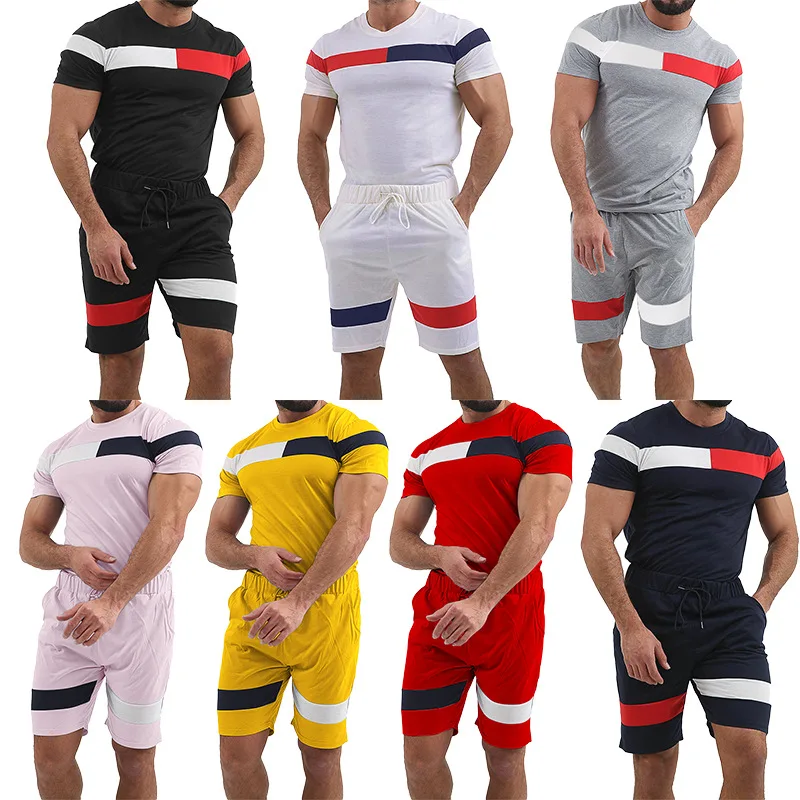 summer clothes 2024 Plus Size 100% Cotton T-Shirt Two Piece Fitness Loose Clothes Casual Gym Custom Logo Tracksuit Short Men