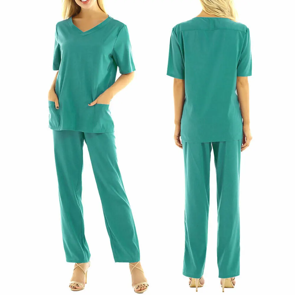 2024 Plus Size Regular unisex Hospital medical scrubs Tunic Work Uniform 2 Piece Suit  Cheap Price Comfortable Medical Scrubs