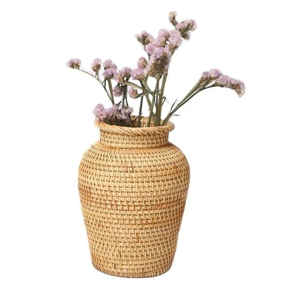 Rustic handmade rattan vase woven rattan flower vase home decorative accessories High Quality