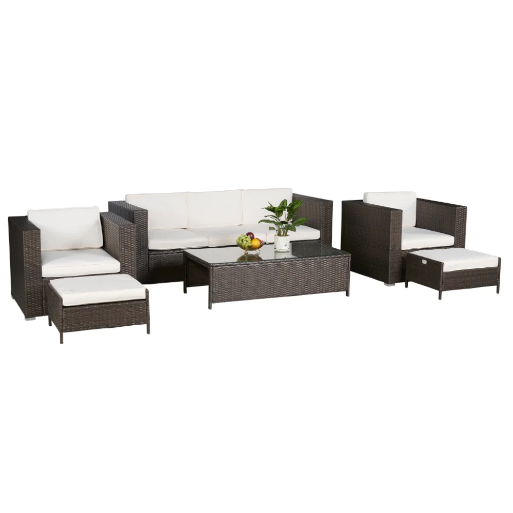 Best selling Hand Woven Wicker sofa lounge set with foot rest outdoor furniture