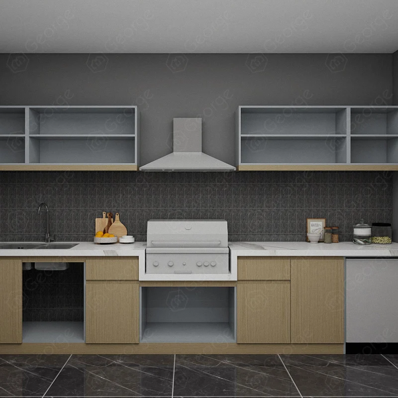 Matte Grey Custom Kitchen Cabinet Melamine Board Kitchen Cabinet Design Kitchen Furniture