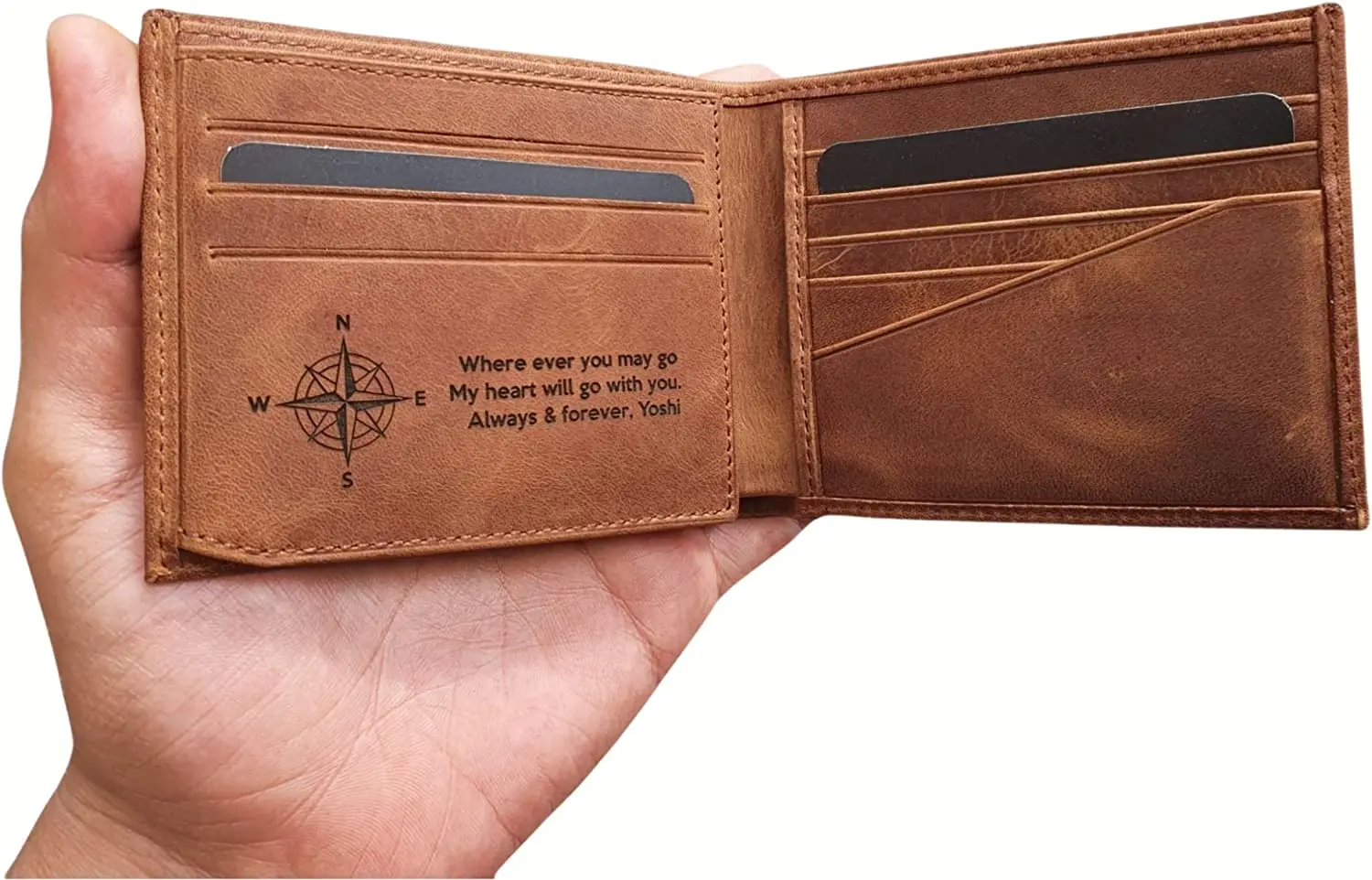 Genuine Cow Leather Laser Engraved Logo Wallet Wholesale Custom Genuine Leather Wallet for men