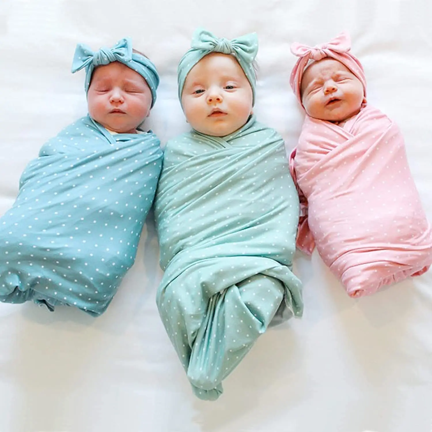 Latest 2023 Super Soft Comfortable New Hats and Headband Set Customized Printed Cotton Muslin Jersey Baby Wraps Swaddle Blankets