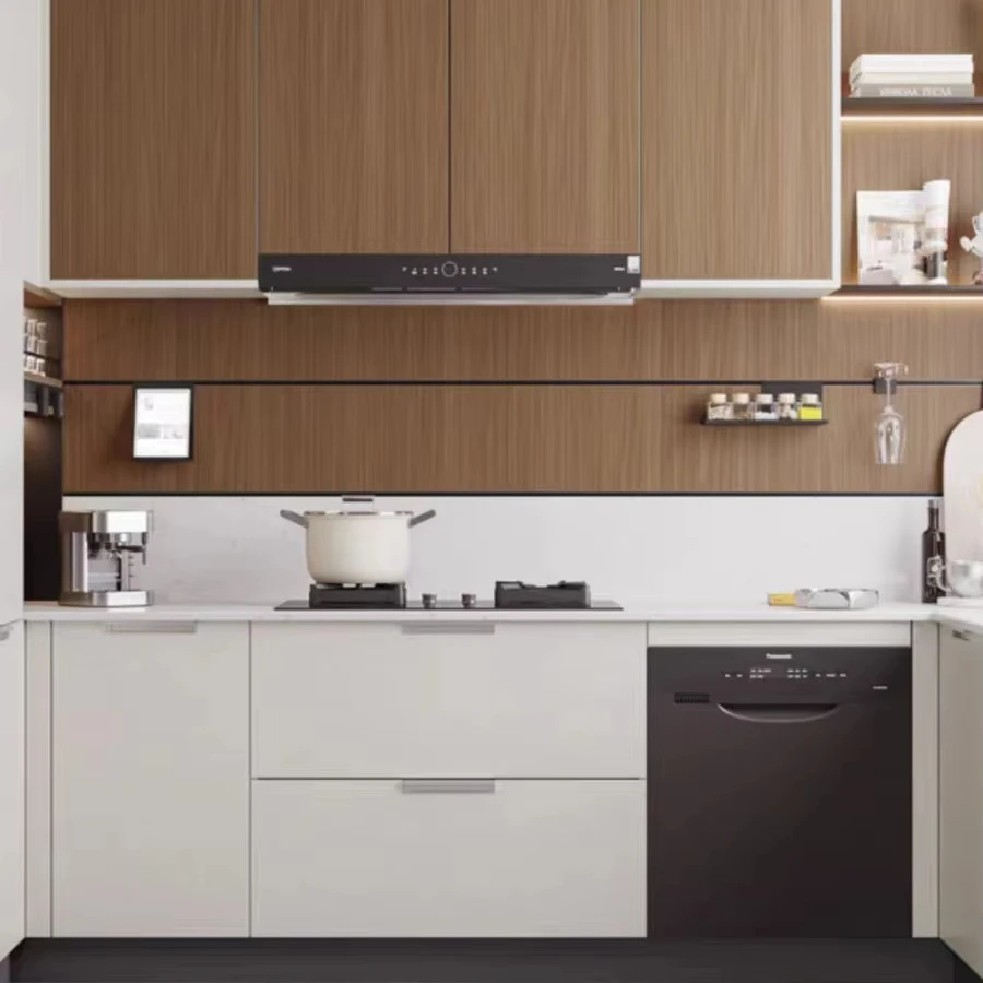 Custom Shaker Kitchen Cabinet Cream White Washed Glossy High Gloss Baking Paint Lacquer Oak Solid Wood Full Kitchen Cabinet