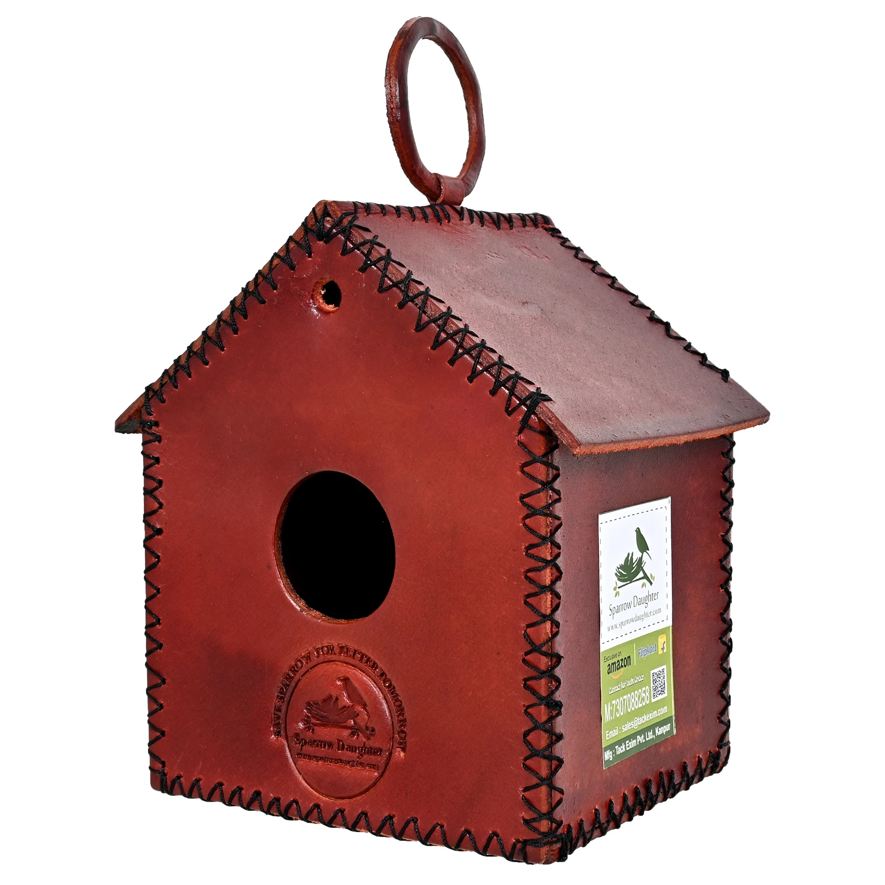 WHOLESALE MANUFACTURER GENUINE LEATHER / VEGAN LEATHER BIRD HOUSE HANGING BIRD HOUSE FOR GARDEN OR LAWN