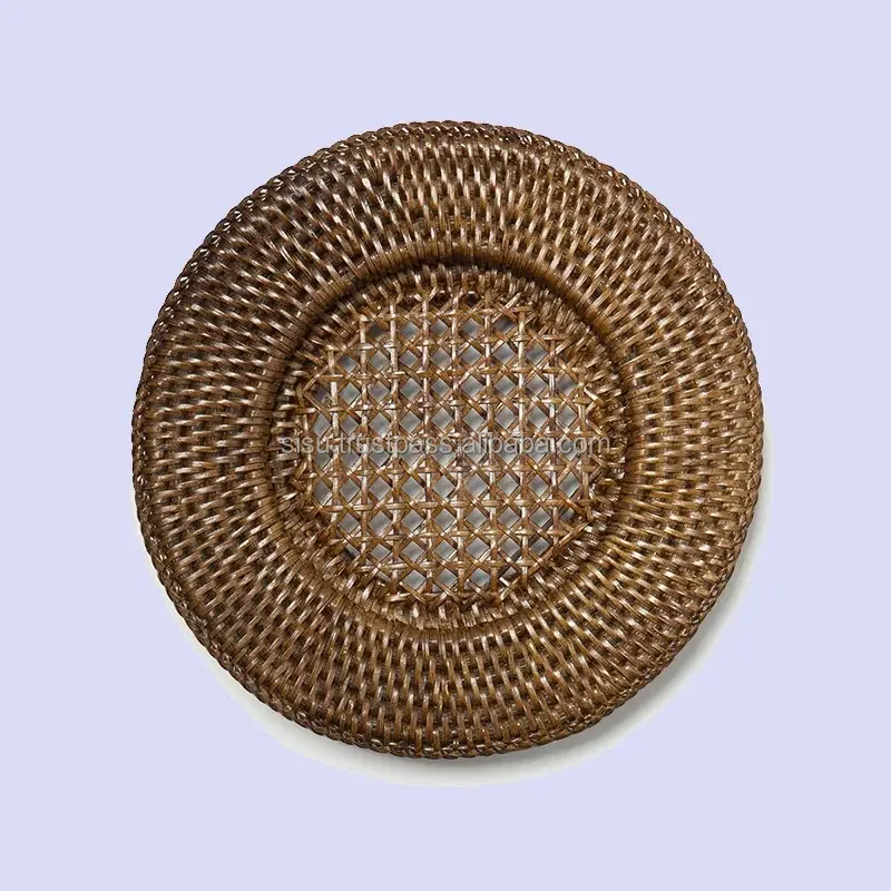 Handwoven Rattan Dining Placemat Table Mats Rattan Chargers Table Decoration Round Plate Rattan Pads Mat Coaster For Sale