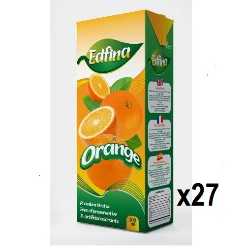 200ml Carton pack Natural Orange Fruit Juice nectar Best price soft drink