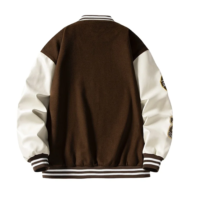Plush fleece baseball jacket knitted cardigan custom mens varasity jackets with collar sport wear varasity jackets