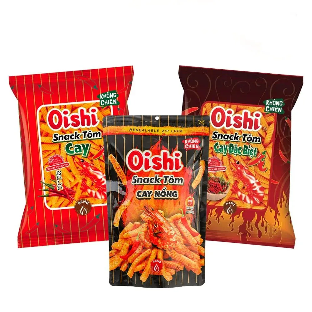 Oishi Snack Oishi Snack Tomato Ring Prawn Cracker Exotic Vietnamese Asian Snacks Baked Chips Bag with Supplier Vietnam