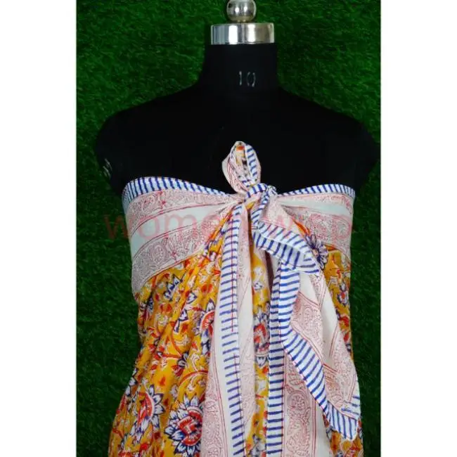 Custom Print 100% cotton cover up sarong women beach sarong pareo