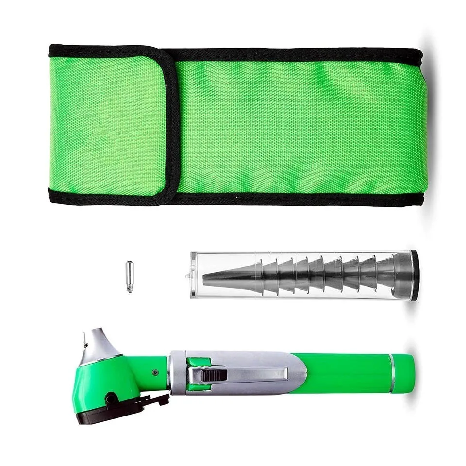 Hot Selling Medical Professional Manufacturer Plastic Stainless Steel Led Otoscope Green Colour CE Certified ISO Approved