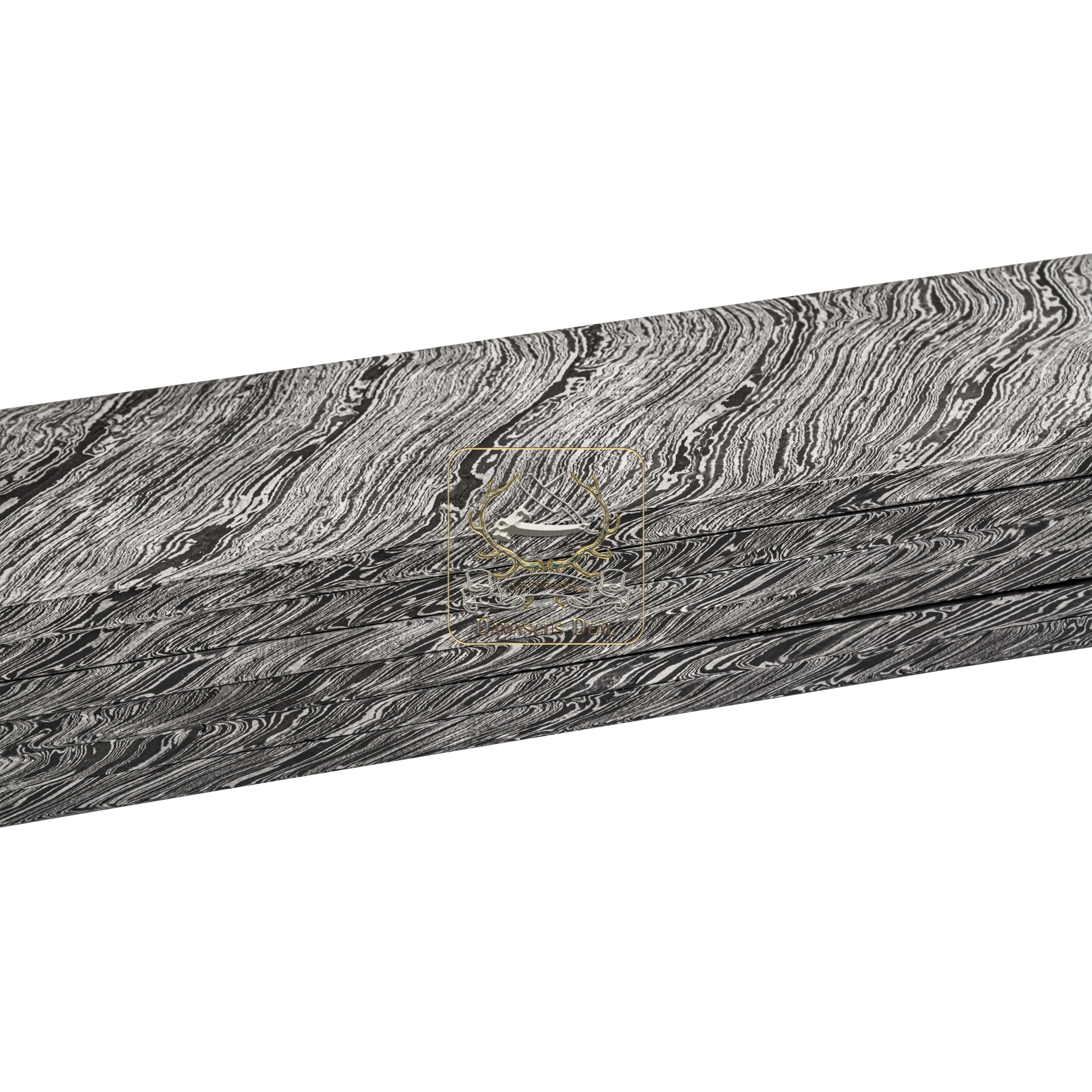 Damascus Steel Billet Fire Pattern DD-Fire-210 for Knife Making Hand Forged Carbon Steel Hardness 58-62 HRC Billet