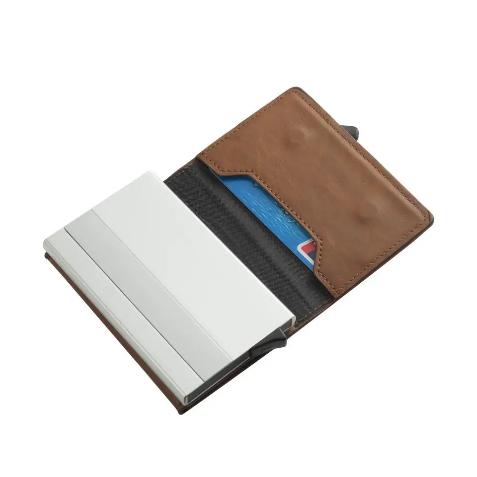 Custom Logo Slim Leather Card Holder Premium PU Leather Minimalist Wallet Credit Cardholder 2023