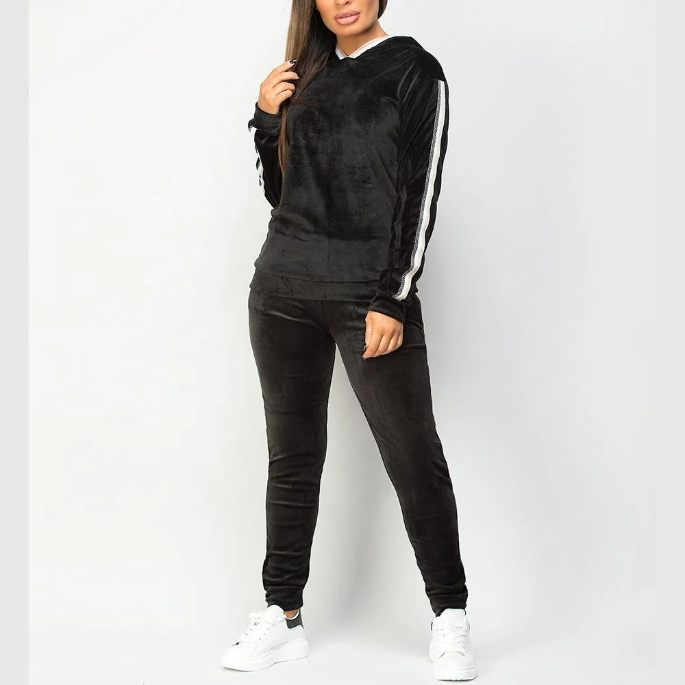Apparel Processing Services For Women Tracksuit Zip Up Sweatsuit your Own Logo Plain Velvet Tracksuit