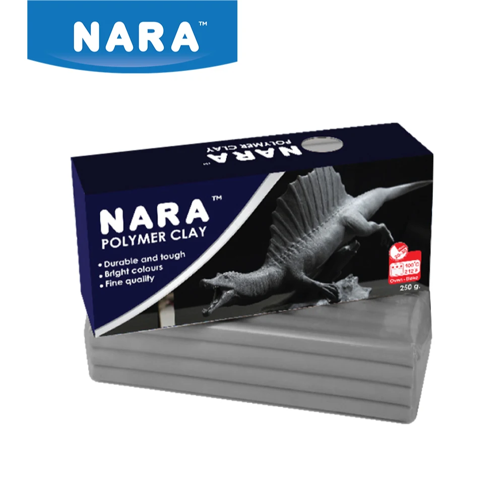 NARA Polymer Clay Make and Bake 250G. Grey Color Clay for Sculpture, Earring, Jewelry Making Oven Baked Clay Modeling Clay DIY