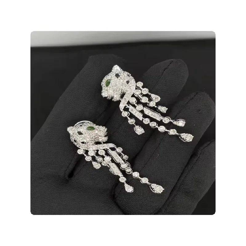High on Demand Panther Style Lab Cvd Diamond Earrings for Birthdays Engagements And Celebrations Available at Affordable Price