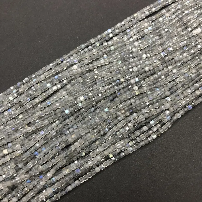 Natural Labradorite Stone Faceted Box Cube Beads 2.5mm Labradorite Wholesale Gemstone Beads For Jewelry Making at Factory Price