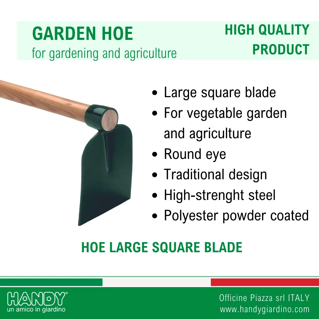 High Quality Large Solid Steel Hoe with Square Blade with handle 120 cm for farming agriculture