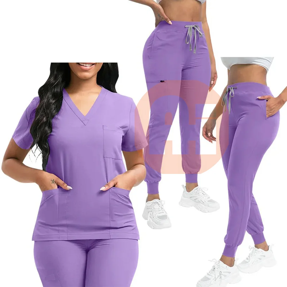 Women Scrub Set Nurse Uniform For Hospital Medical Wholesale New Nursing Uniform Tops And Joggers Scrub Set uniform