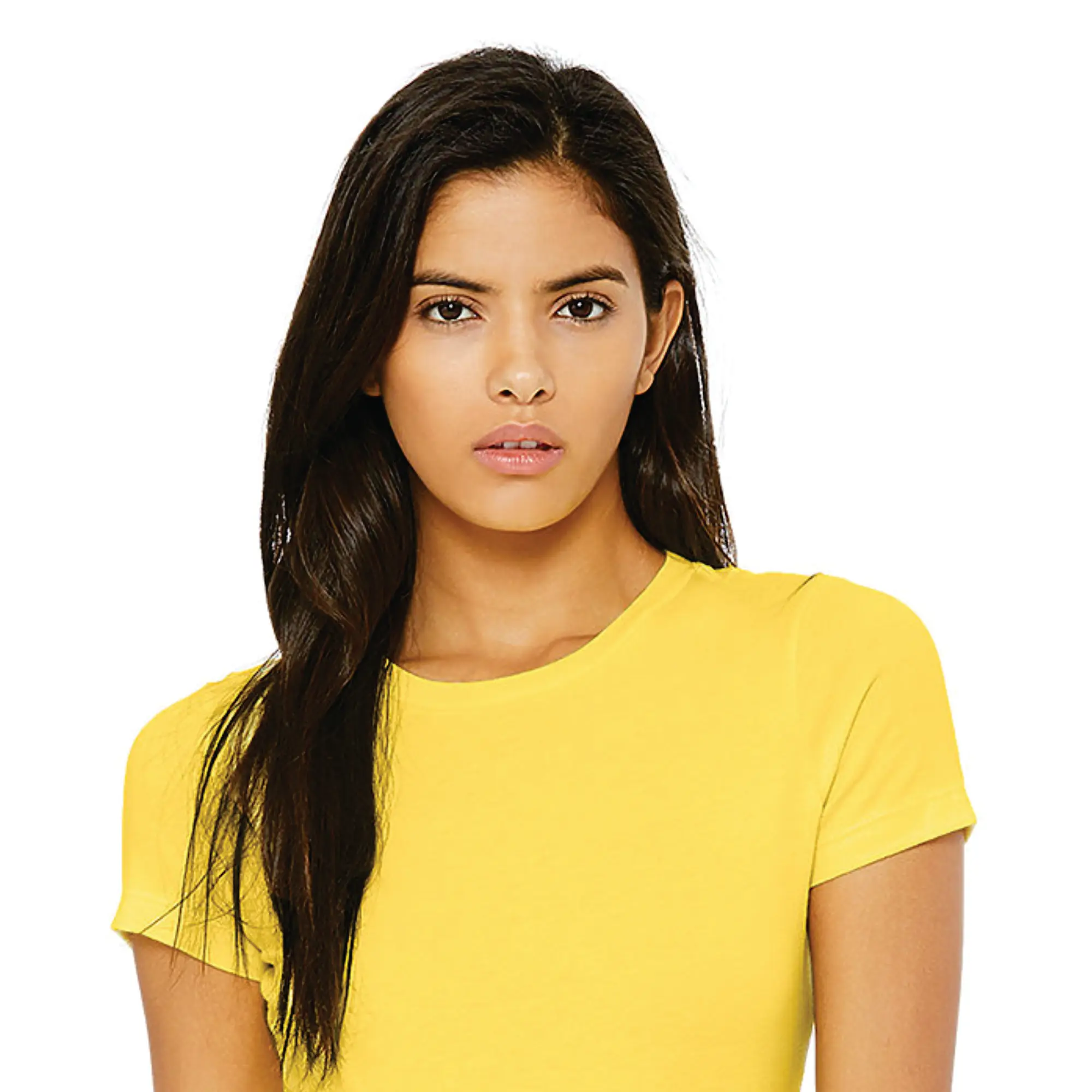 Shoulder Taping Longer Body Length 100% Airlume Combed and Ring Spun Cotton 32 Single 4.2 oz Yellow Womens Slim Fit T-Shirt