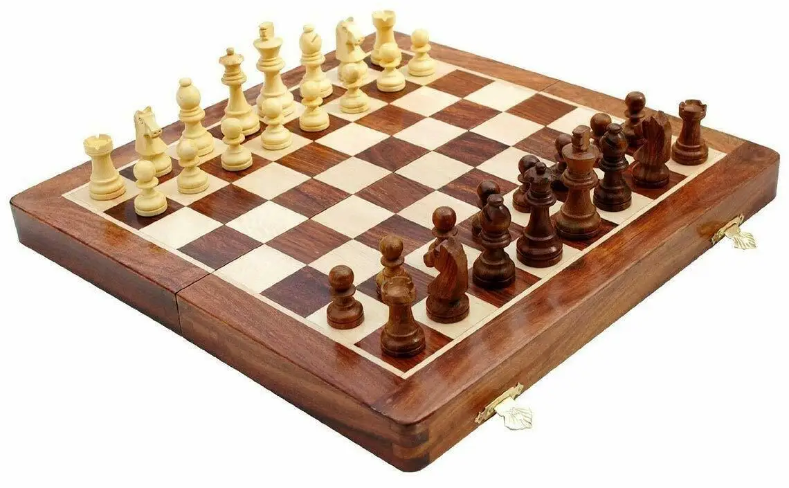 Indian Magnetic Wooden Chess Set Folding Chessboard Pieces Wood Board Kid Gift Toy Hot