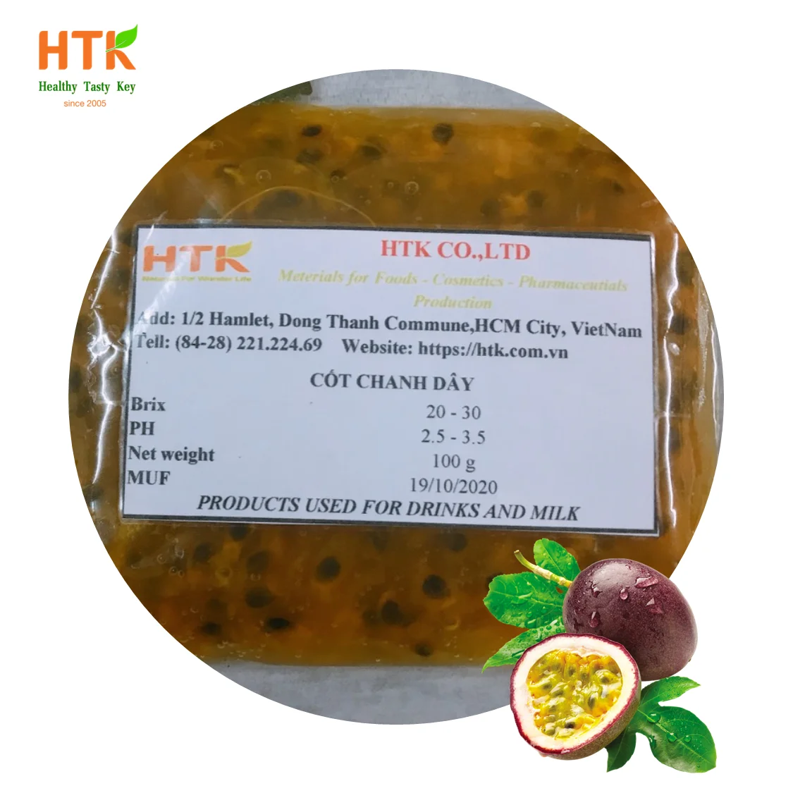 Новинка 2022, замороженный страстный фрукт с семенами, сок, концентрат l, сделано во Вьетнаме, 100% натуральный от HTK FOODS для продуктов питания и напитков