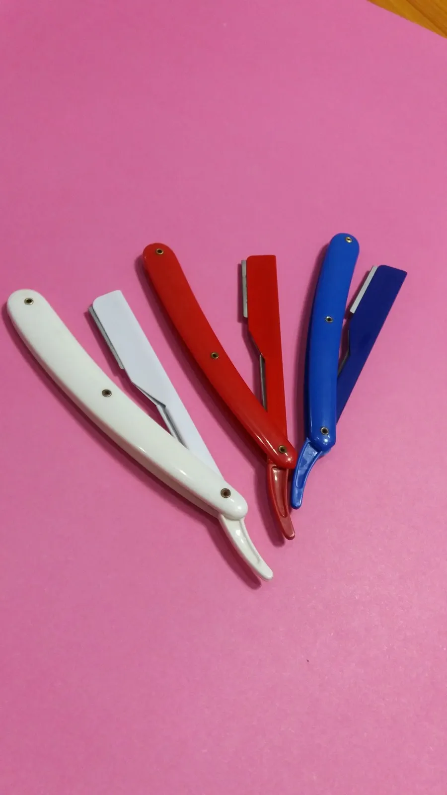 Expose Blade matte Blue Sliding Out Razor For Barbers Free Customize Logo Straight Razors Barber supplies